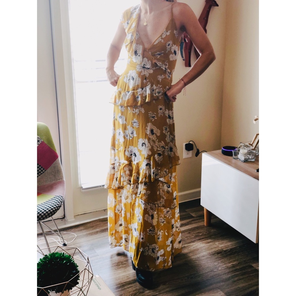 Yellow ruffle maxi dress